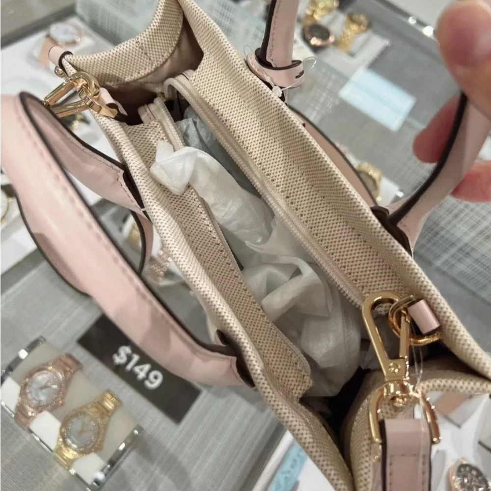 NWT Michael Kors  Mirella Small Shopper Top Zip Crossbody Bag Powder Blush Pink